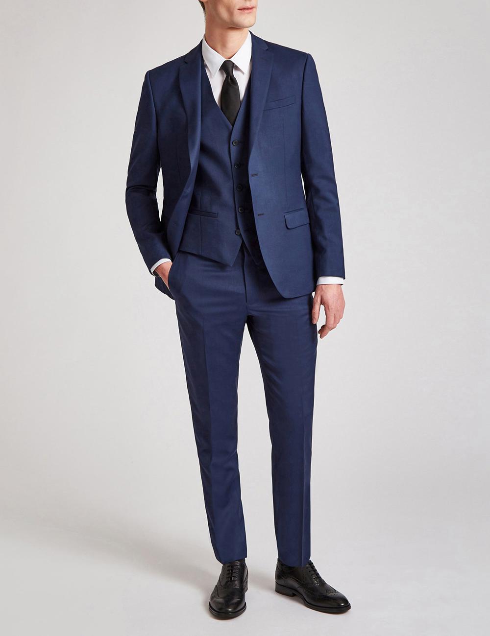 Men Ted Baker FINLAYJS - Twill Wool Slim Fit Suit Jackets Blue | ITGP96835