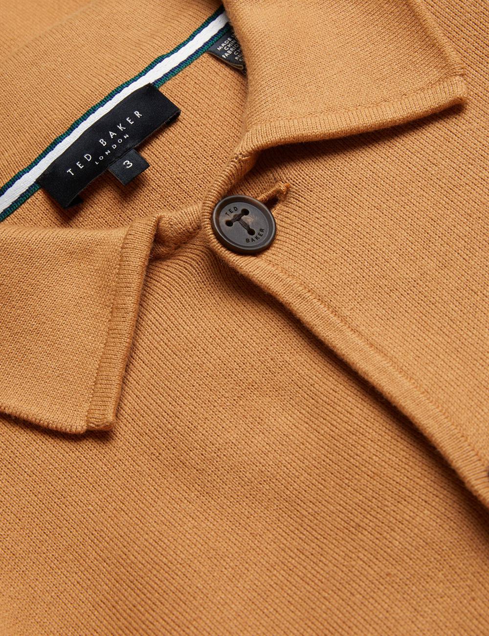 Men Ted Baker FREDER - Knitted Cotton Blend Overshirts Brown | YWQC29468