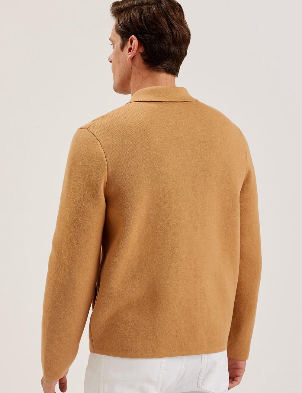 Men Ted Baker FREDER - Knitted Cotton Blend Overshirts Brown | YWQC29468
