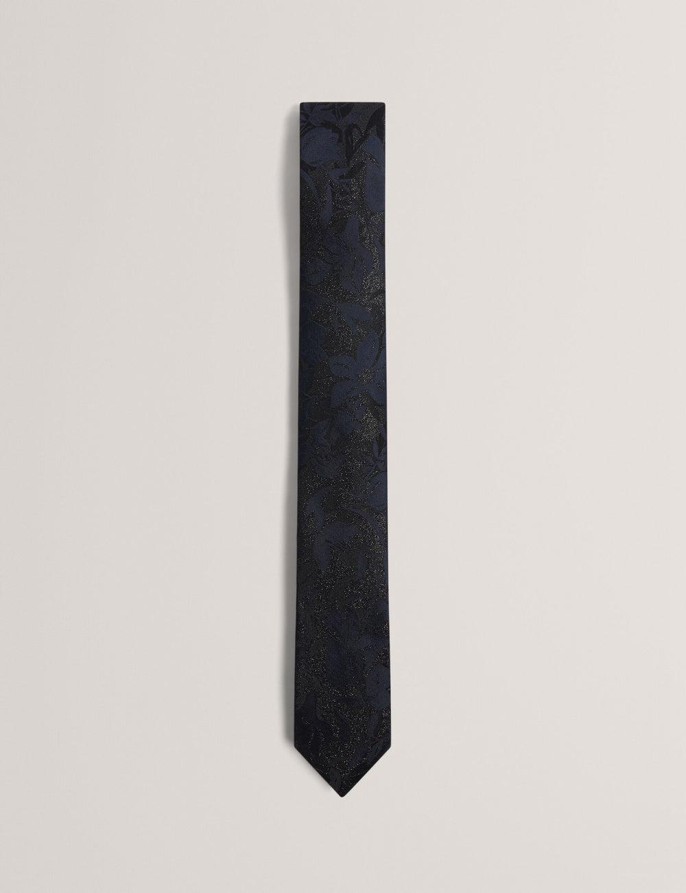 Men Ted Baker Floral Print Silk Ties Navy | FHQP41639