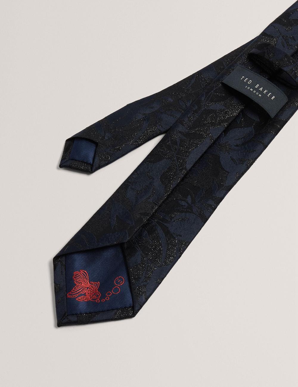 Men Ted Baker Floral Print Silk Ties Navy | FHQP41639