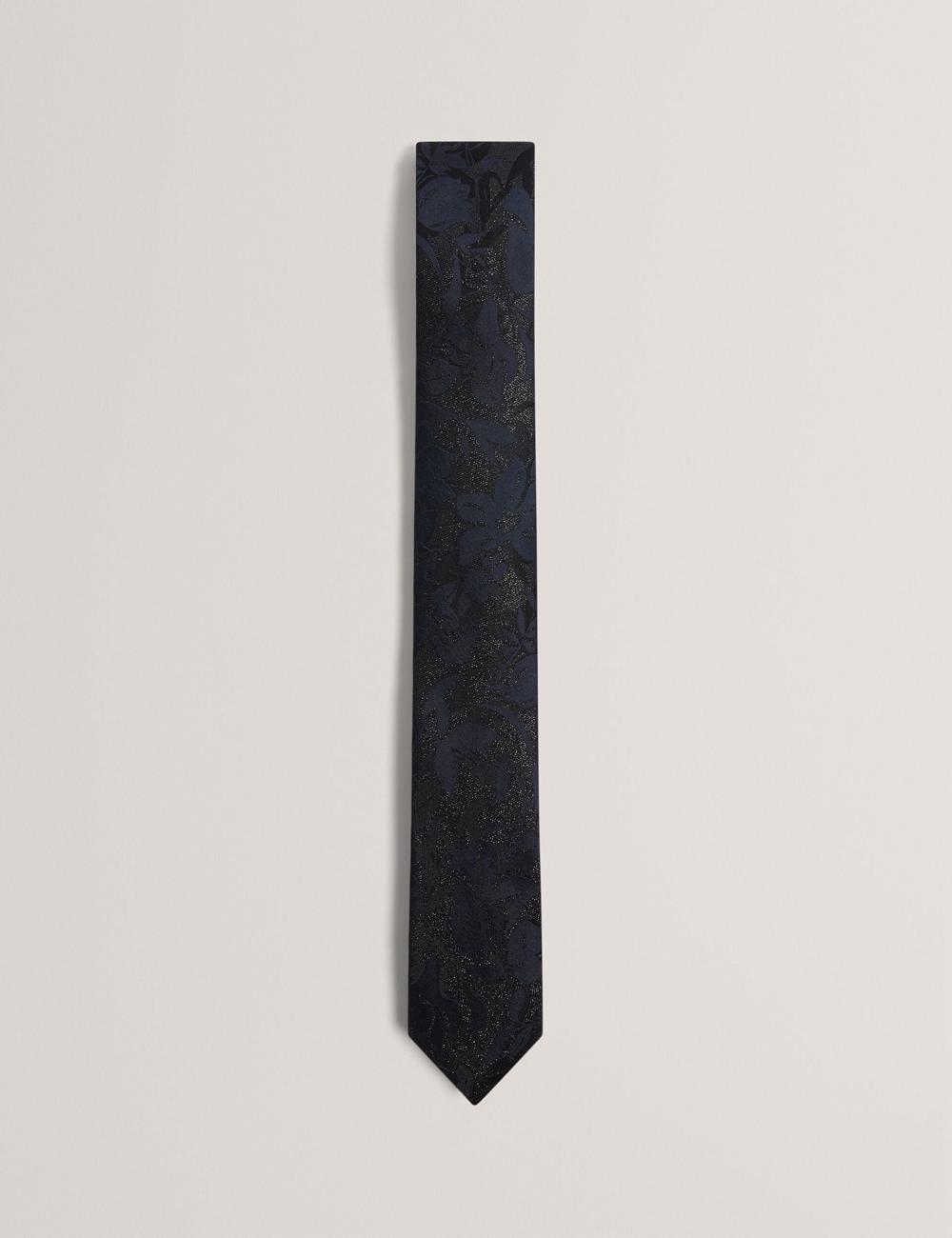 Men Ted Baker Floral Print Silk Ties Navy | FHQP41639