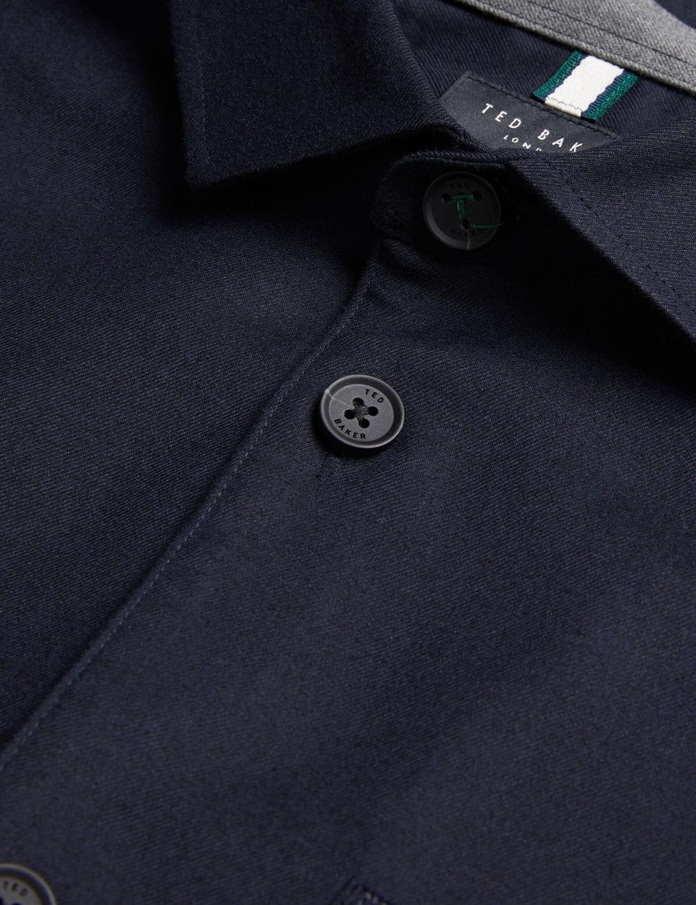 Men Ted Baker GAIUS - Wool Blend With Pocket Detail Casual Shirts Navy | TMIW19458
