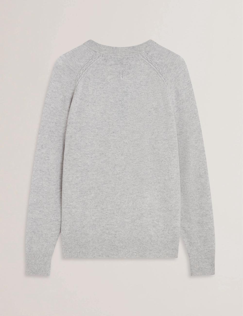Men Ted Baker GLANT - Cashmere Cable Detail Crew Neck Jumpers Grey | XIKL59278
