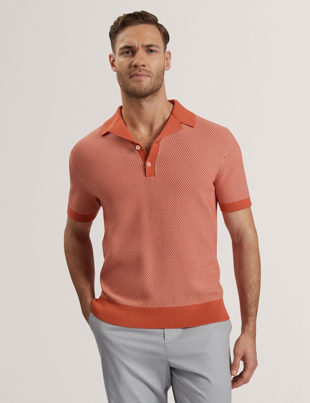 Men Ted Baker GREGRY - Short Sleeve Small Stitch Knitted Polos Shirts Red | URIA18293