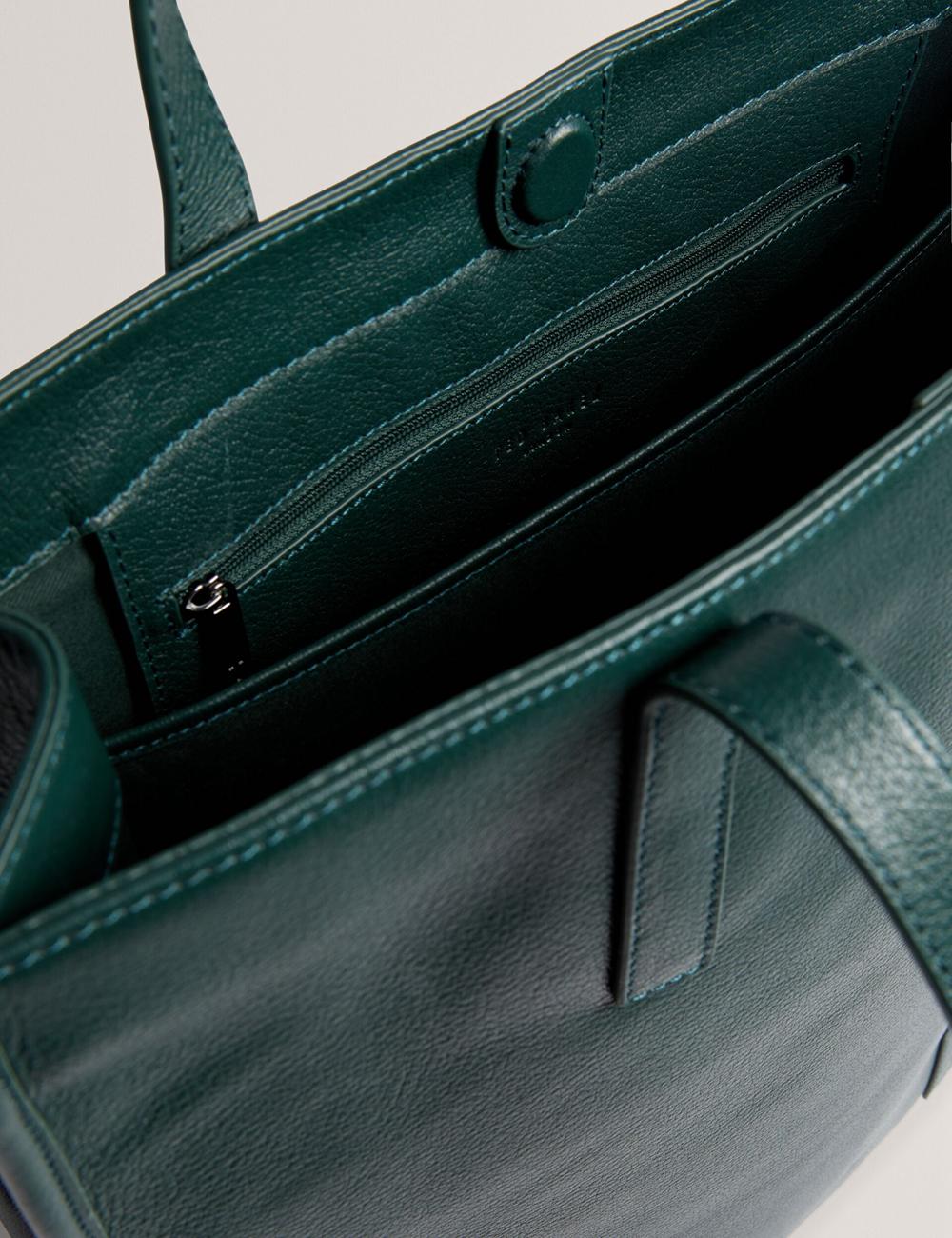 Men Ted Baker GRIFFIS - Tall Grained Leather Tote Bags Dk-Green | CEQX78312