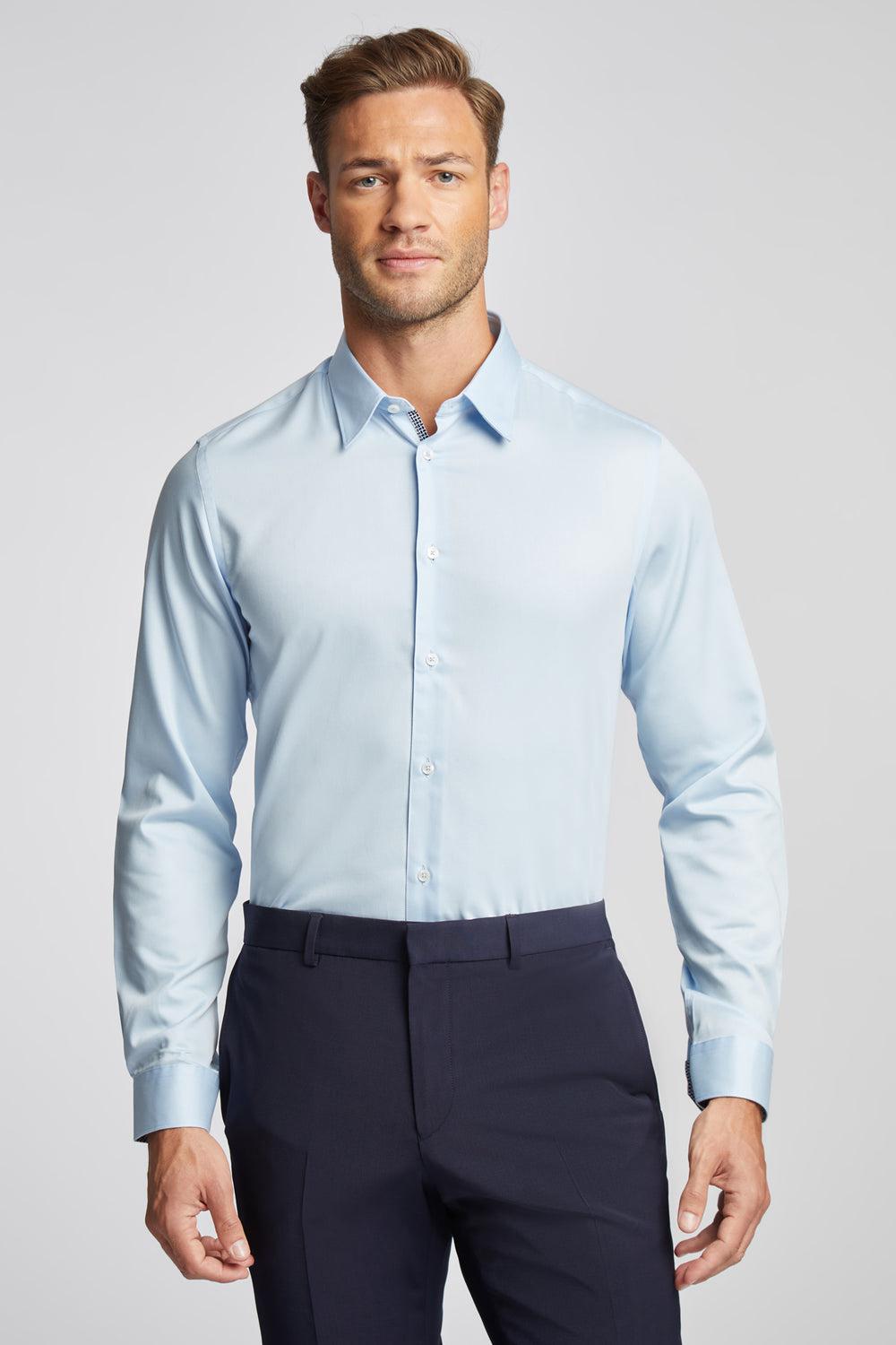 Men Ted Baker ISLA - Slim Fit Pure Cotton Formal Shirts Blue | EYHI63047