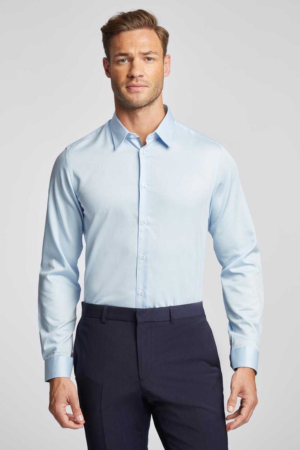 Men Ted Baker ISLA - Slim Fit Pure Cotton Formal Shirts Blue | EYHI63047