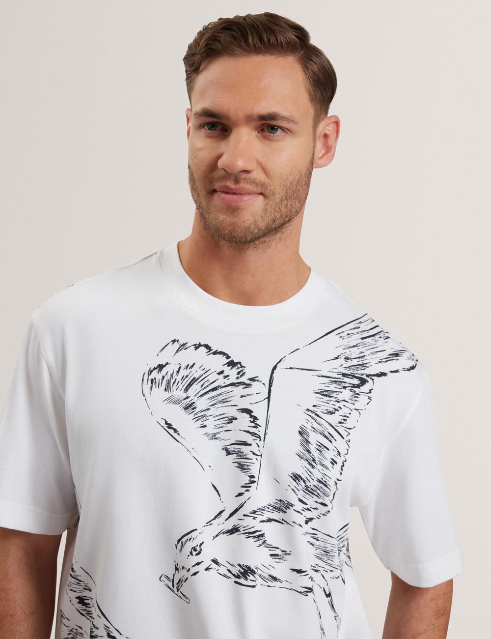 Men Ted Baker JAMESIO - Short Sleeve Graphic Seagull T-Shirts White | IMYZ07135