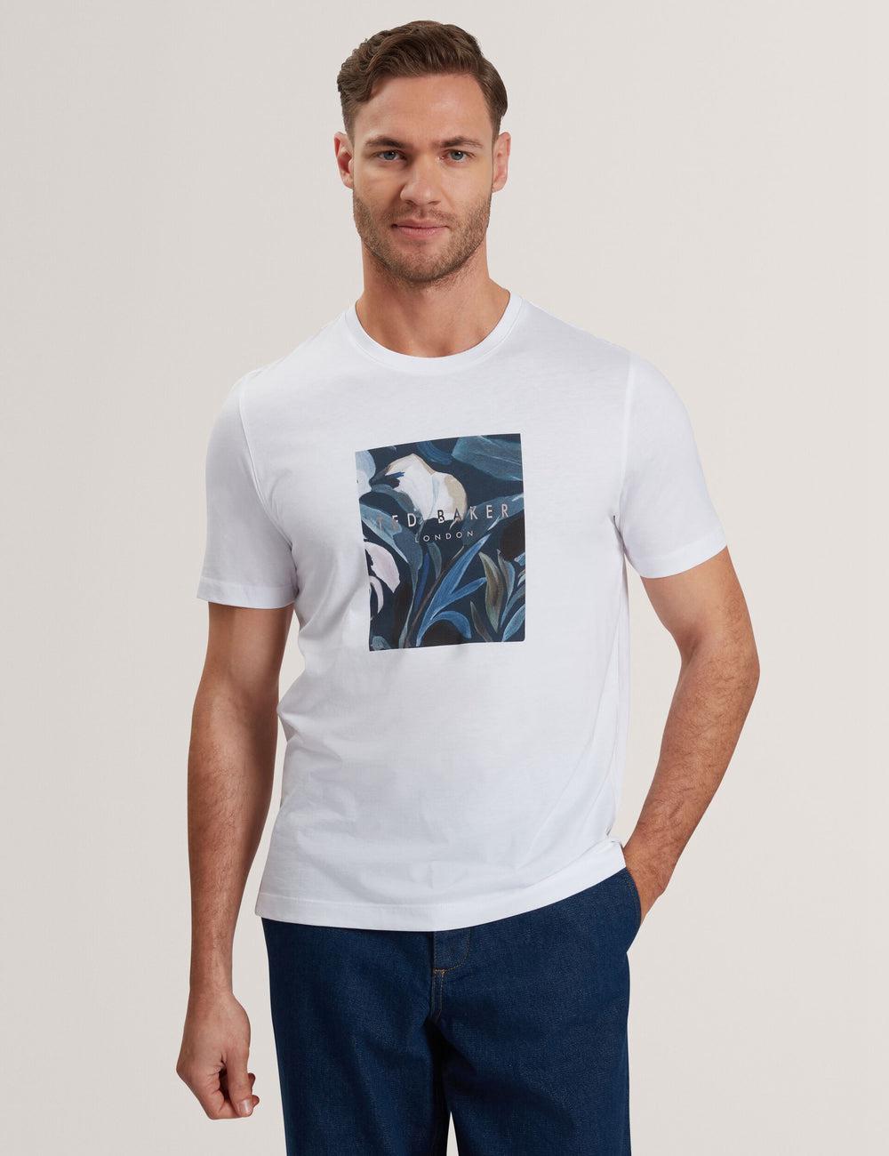 Men Ted Baker JUSTINO - Branded Box Print Graphic Cotton T-Shirts White | TCDG94683
