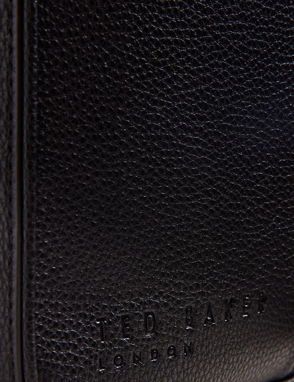 Men Ted Baker KADEN - Branded Webbing PU Leather Document Shoulder Bags Black | GJMA79105