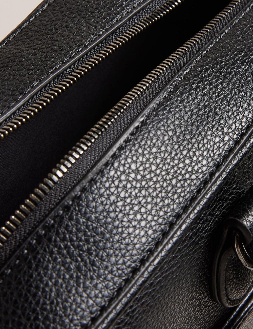 Men Ted Baker KADEN - Branded Webbing PU Leather Document Shoulder Bags Black | GJMA79105