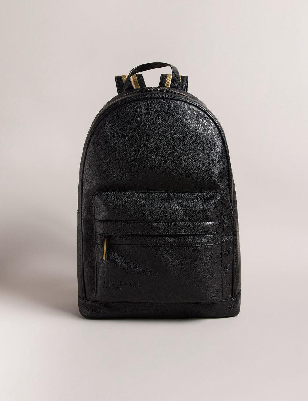 Men Ted Baker KAILEB - Webbing Strap Faux Leather Backpacks Black | VDJS32715