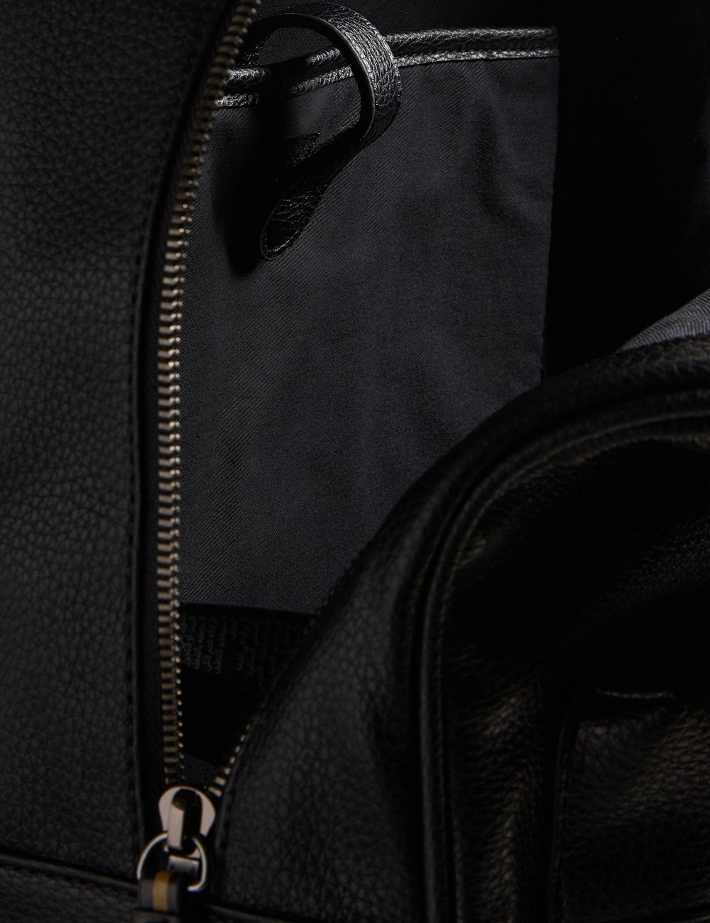 Men Ted Baker KAILEB - Webbing Strap Faux Leather Backpacks Black | VDJS32715