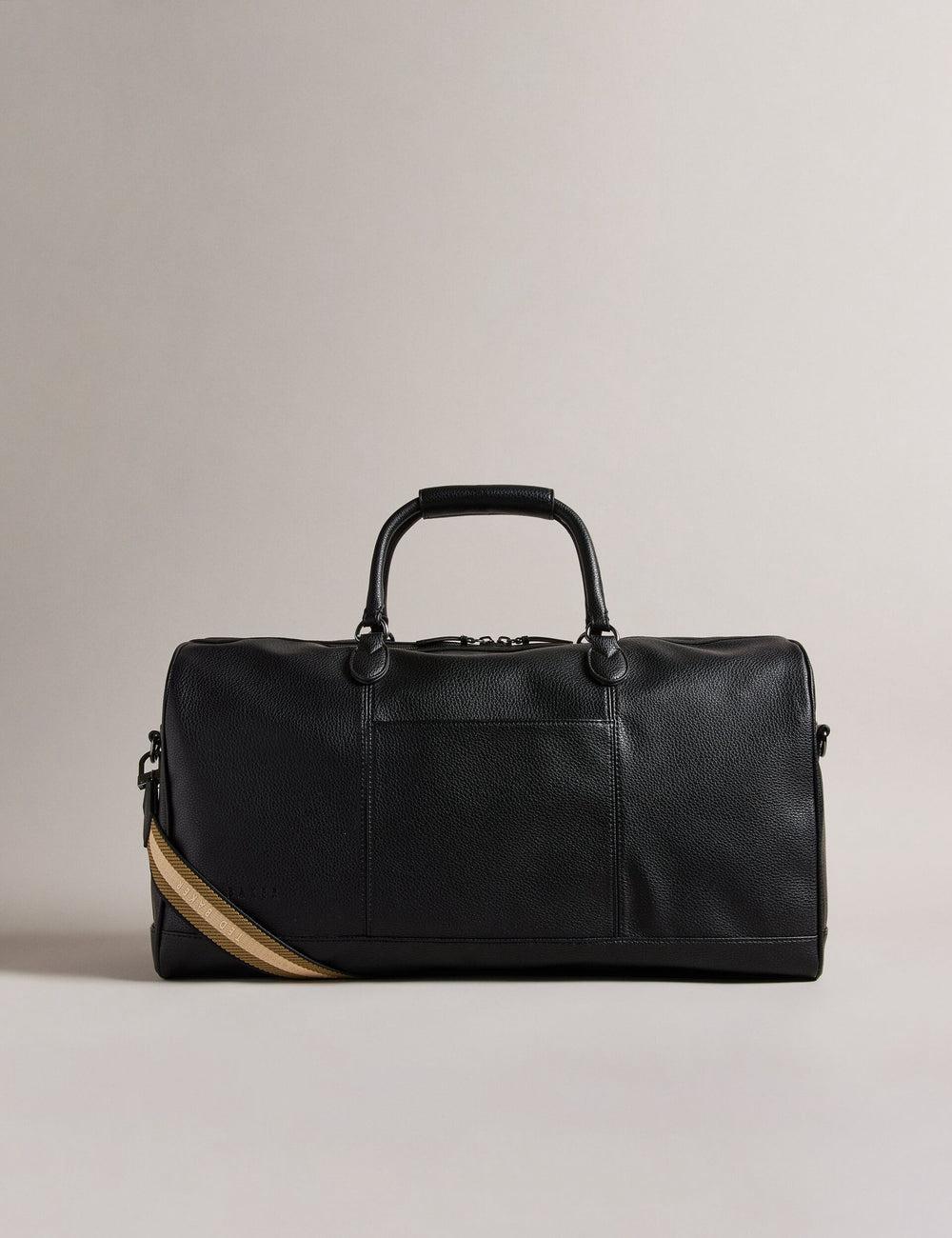 Men Ted Baker KALVIN - Webbing Faux Leather Holdall Bags Black | PIRS08514