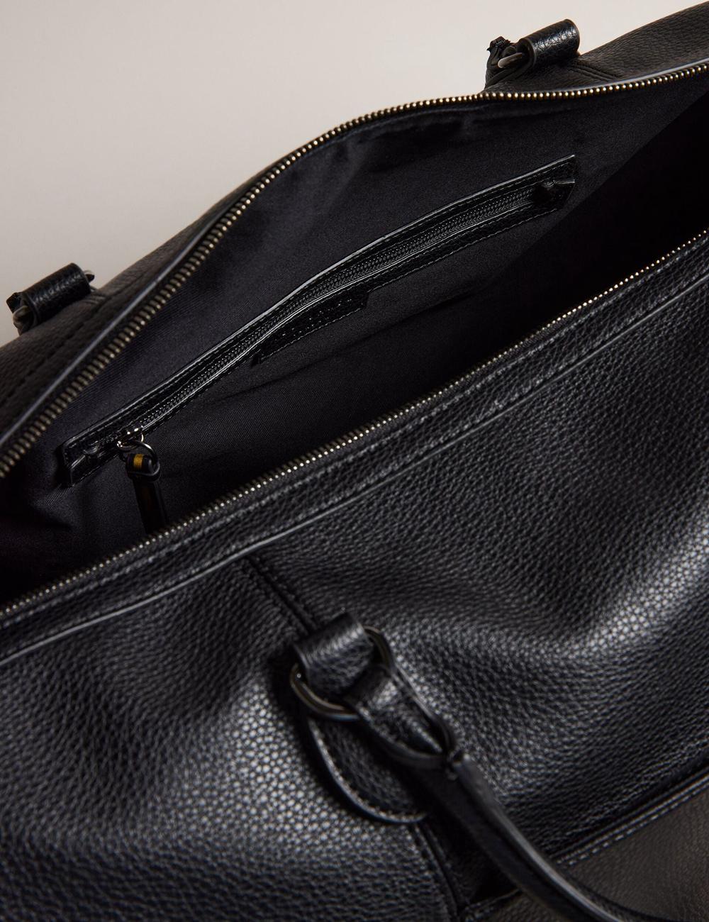 Men Ted Baker KALVIN - Webbing Faux Leather Holdall Bags Black | PIRS08514