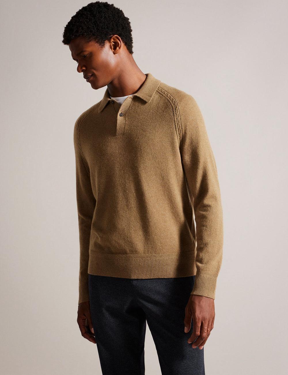 Men Ted Baker KAROLT - Cashmere Knit Long Sleeve Top Jumpers Dk-Brown | HLBP38952