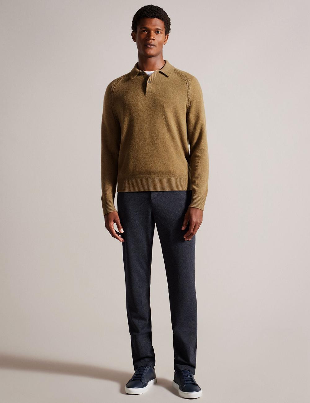 Men Ted Baker KAROLT - Cashmere Knit Long Sleeve Top Jumpers Dk-Brown | HLBP38952