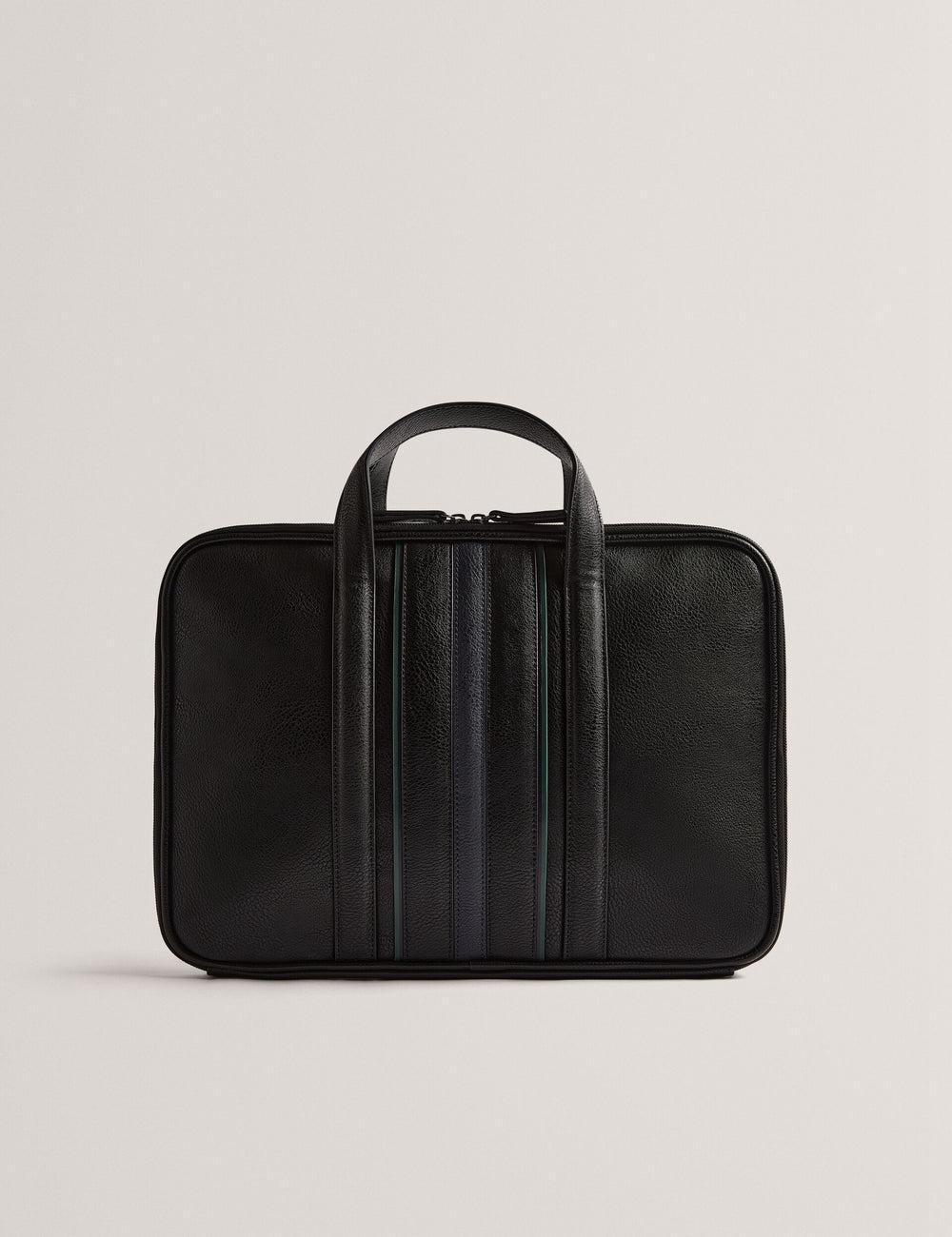 Men Ted Baker KEDRIK - Stripe Detail Faux Leather Document Bags Black | DWXL73056