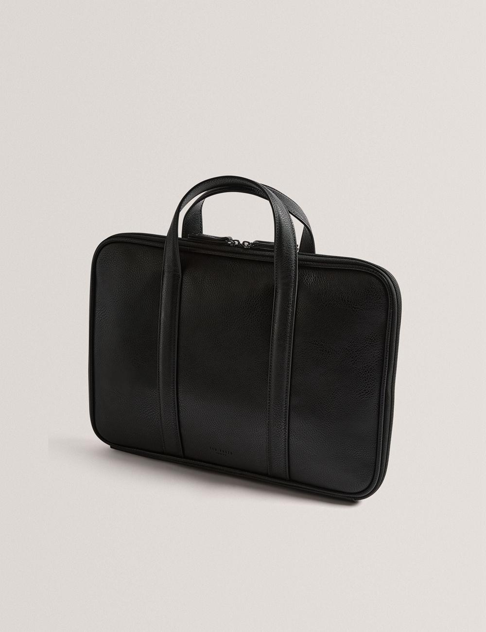 Men Ted Baker KEDRIK - Stripe Detail Faux Leather Document Bags Black | DWXL73056