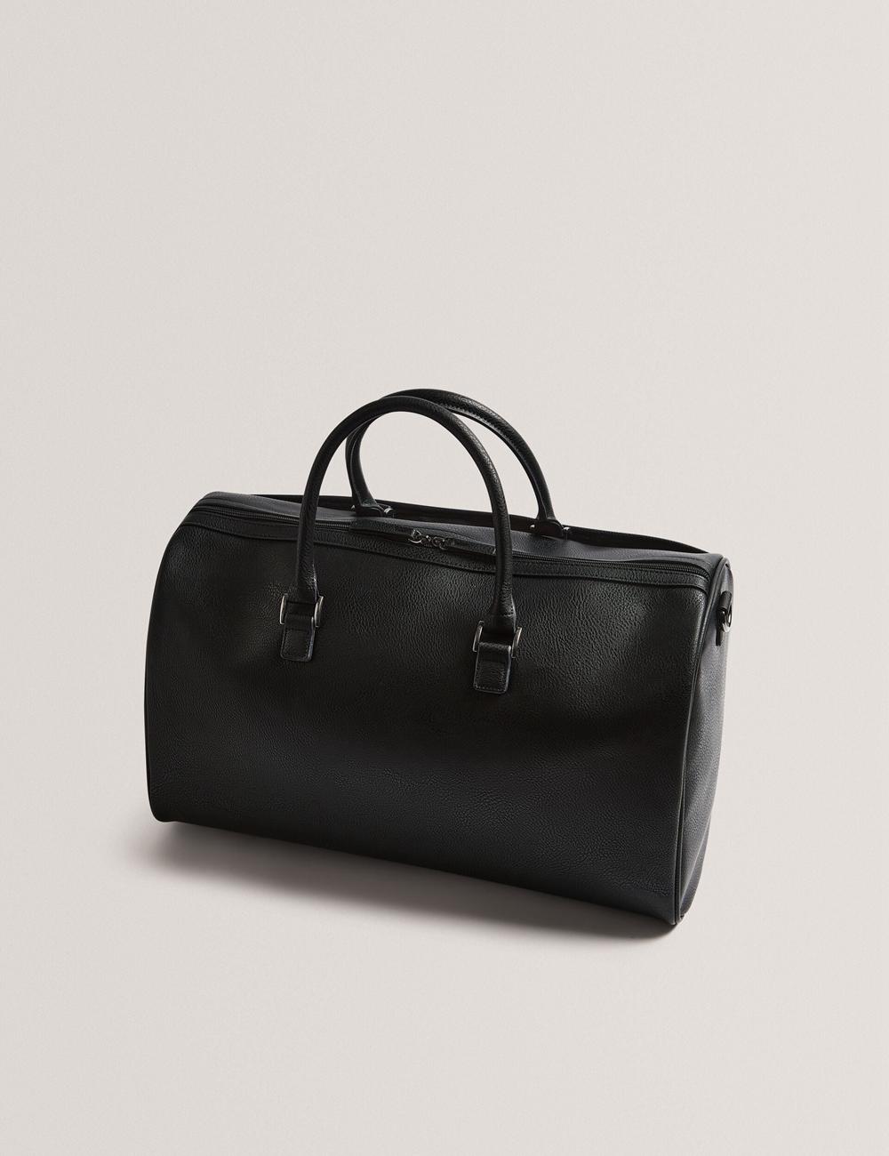 Men Ted Baker KELVIN - Striped Panel Faux Leather Holdall Bags Black | ZELS46931