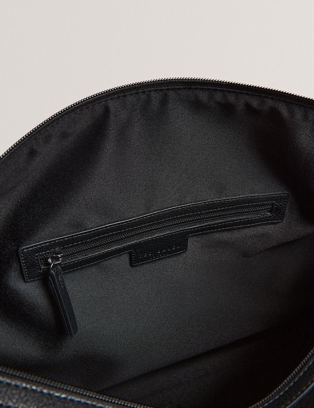 Men Ted Baker KELVIN - Striped Panel Faux Leather Holdall Bags Black | ZELS46931