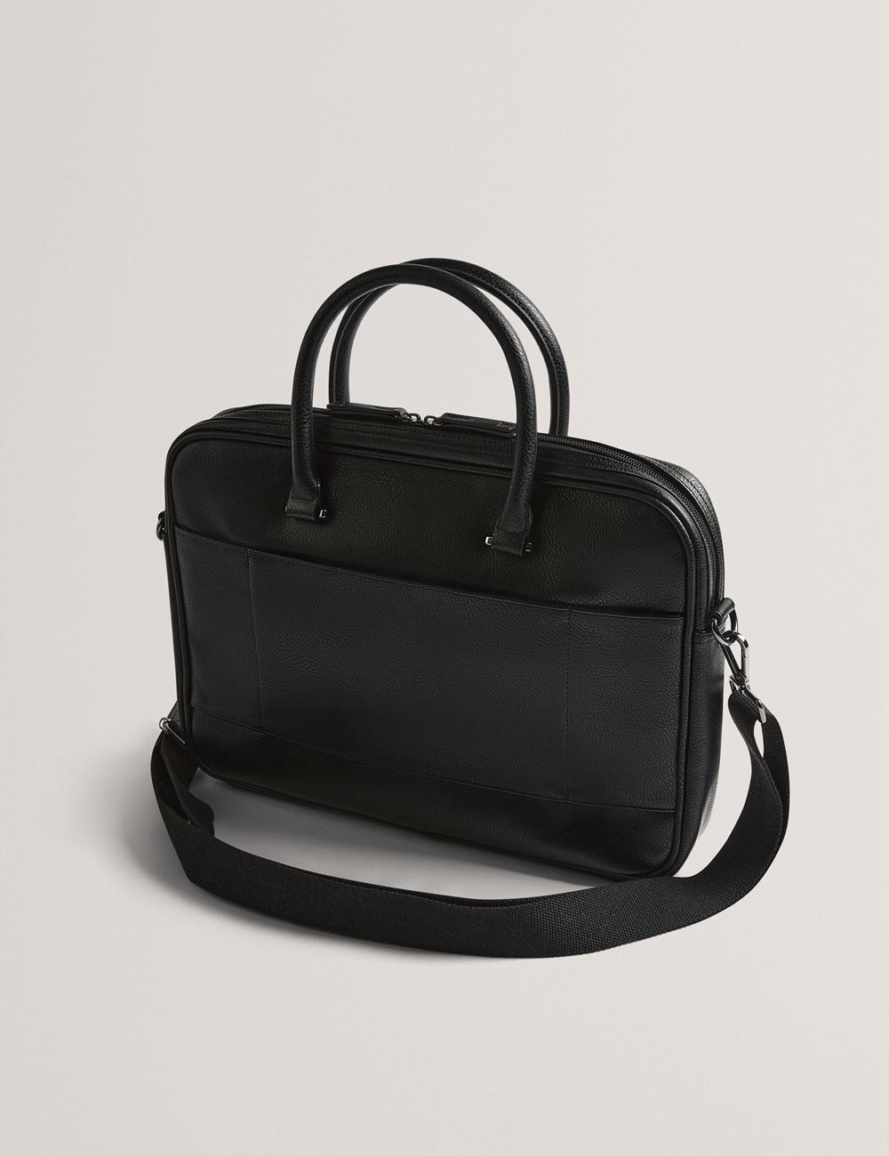 Men Ted Baker KENRIIK - Faux Leather Striped Panel Document Bags Black | AJPD19453