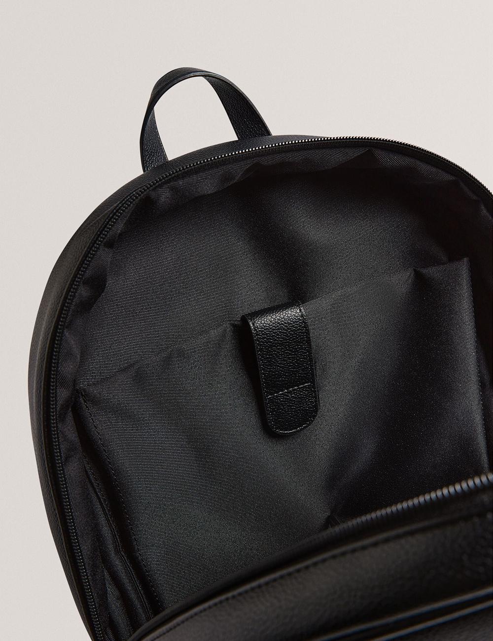 Men Ted Baker KEVIIN - Faux Leather Striped Panel Backpacks Black | HMLE49658