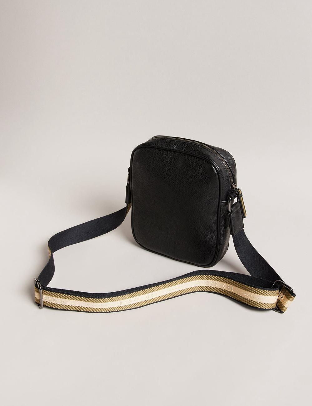 Men Ted Baker KIIAN - Small Reporter Webbing Shoulder Bags Black | HFBV16480