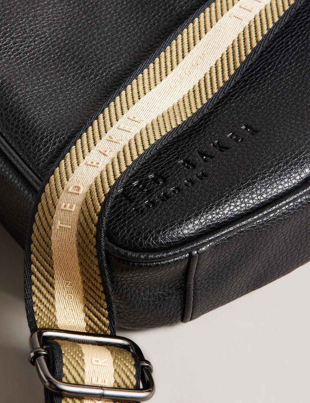 Men Ted Baker KIIAN - Small Reporter Webbing Shoulder Bags Black | HFBV16480