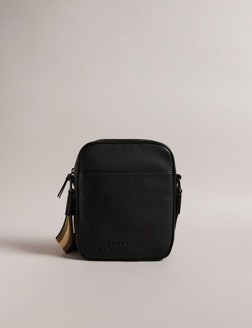 Men Ted Baker KIIAN - Small Reporter Webbing Shoulder Bags Black | HFBV16480