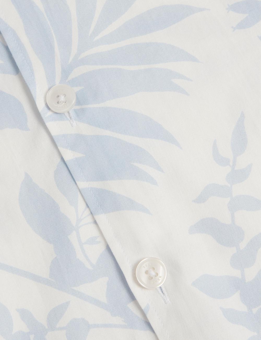 Men Ted Baker KITS - Short Sleeve Relaxed Floral Print Casual Shirts Lt-Blue | PYGA54096