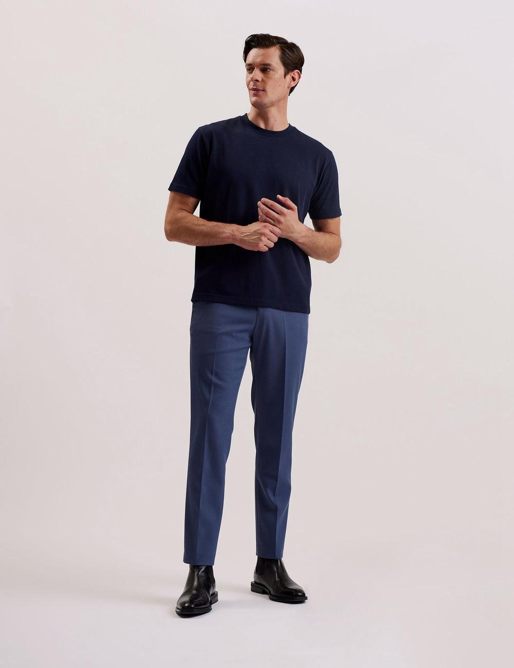 Men Ted Baker KORNKA - Short Sleeve Relaxed Fit Cotton T-Shirts Navy | OVKA13805