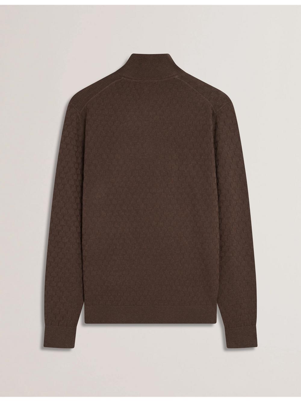 Men Ted Baker KURNLE - T Knit Half Zip Funnel Neck Jumpers Brown | IGUH85714