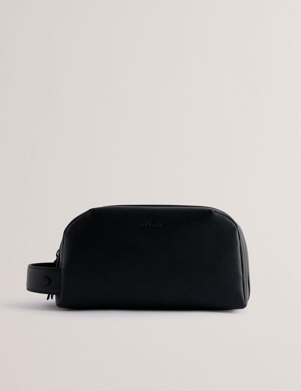 Men Ted Baker LANIIS - Grained Bonded Leather Wash Bags Black | PBSH63548