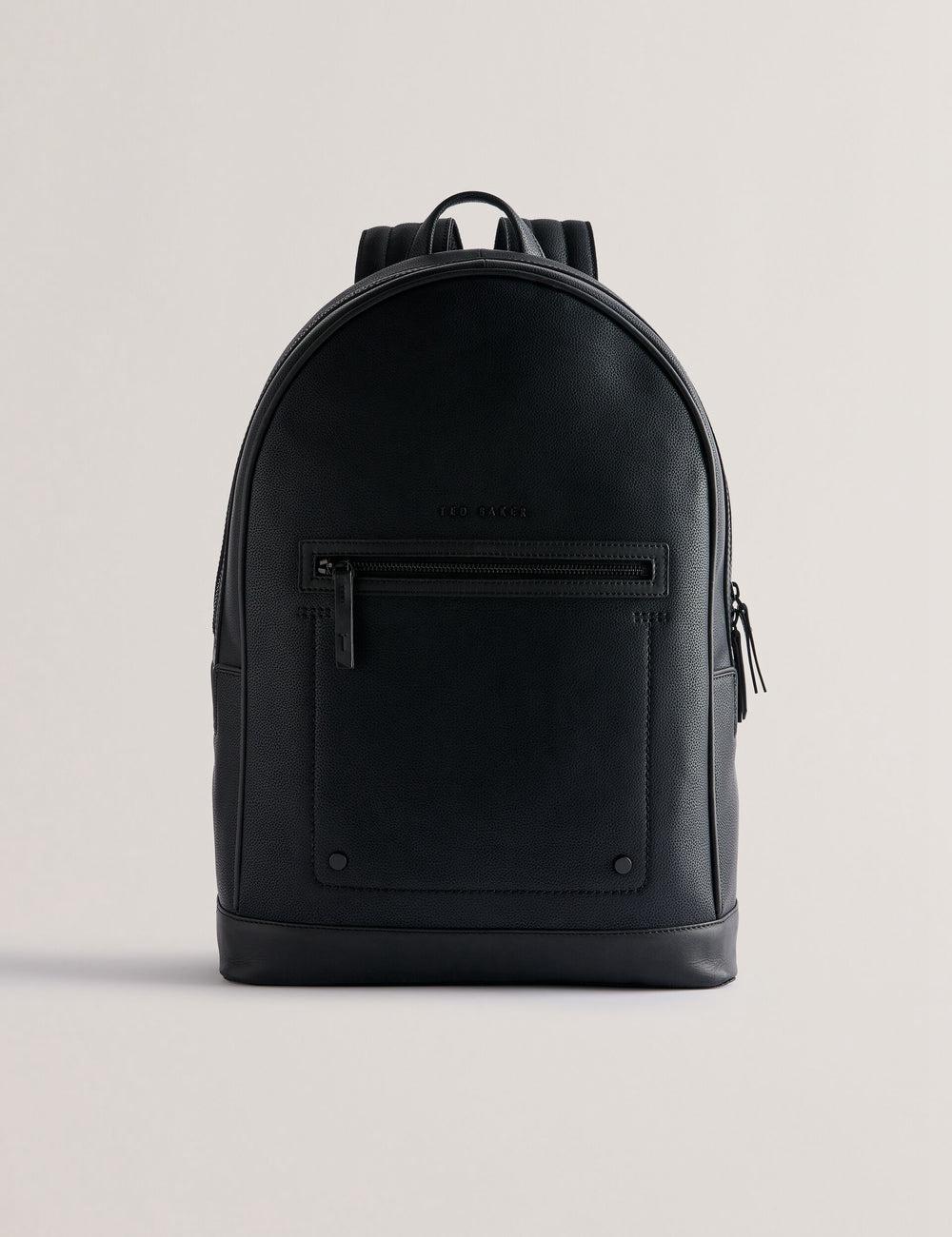 Men Ted Baker LANSEN - Textured Bonded Leather Backpacks Black | OLEW95763