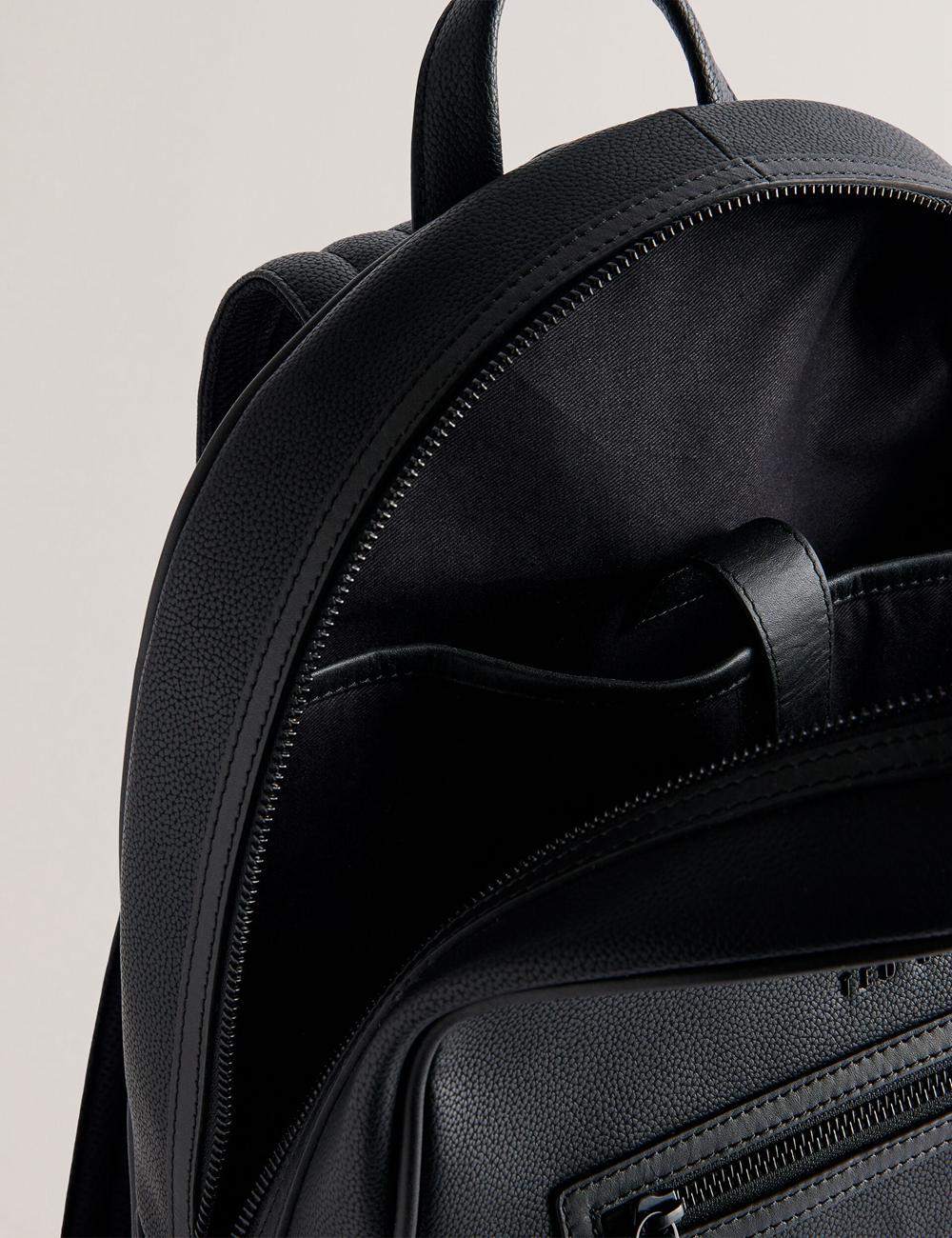 Men Ted Baker LANSEN - Textured Bonded Leather Backpacks Black | OLEW95763