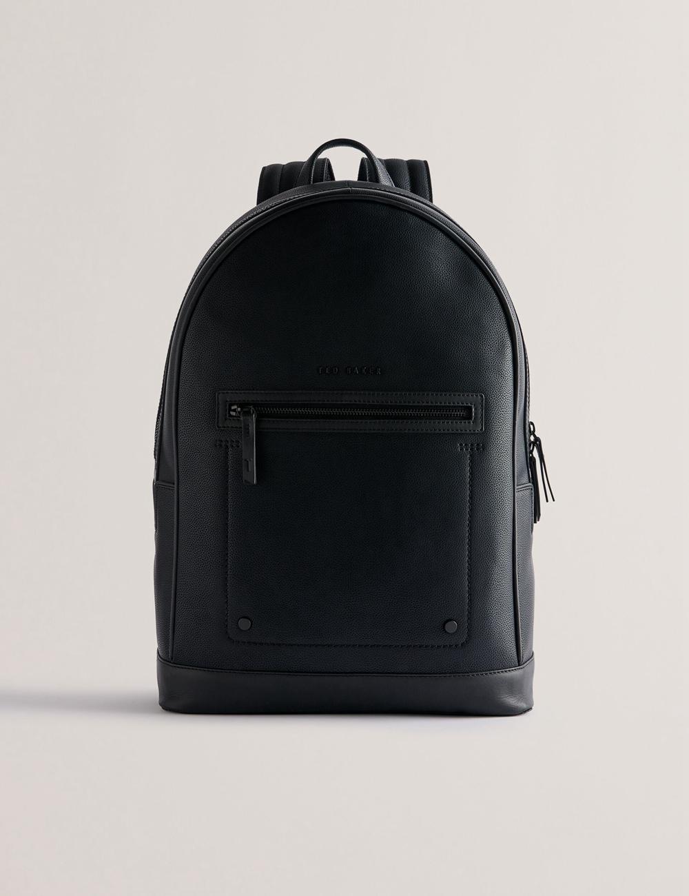 Men Ted Baker LANSEN - Textured Bonded Leather Backpacks Black | OLEW95763