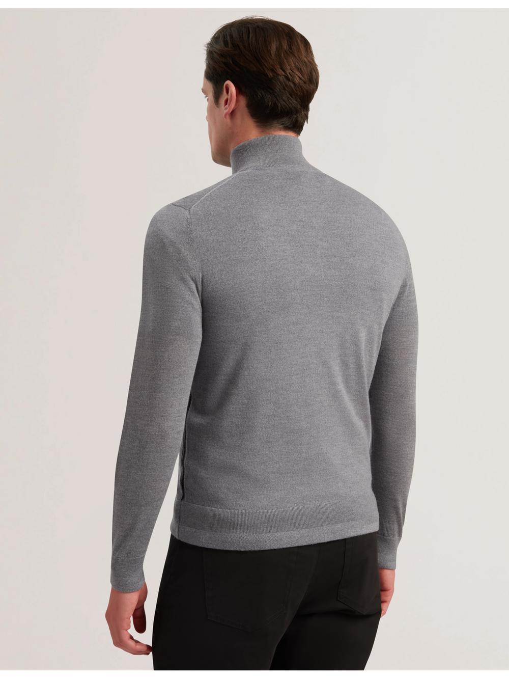 Men Ted Baker LIMEHAS - Wool Quarter Zip Funnel Neck Jumpers Charcoal | MTKG67145