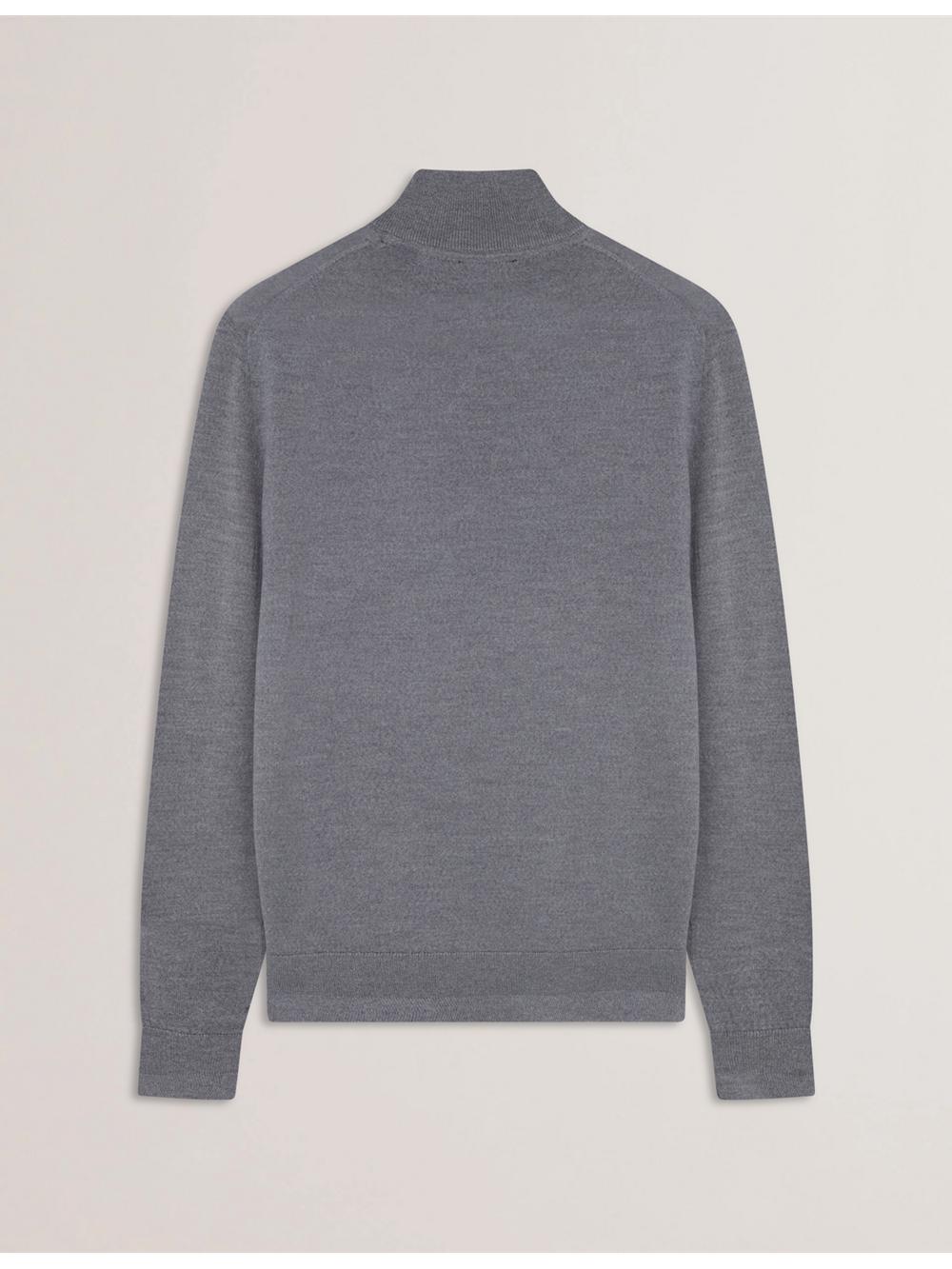 Men Ted Baker LIMEHAS - Wool Quarter Zip Funnel Neck Jumpers Charcoal | MTKG67145