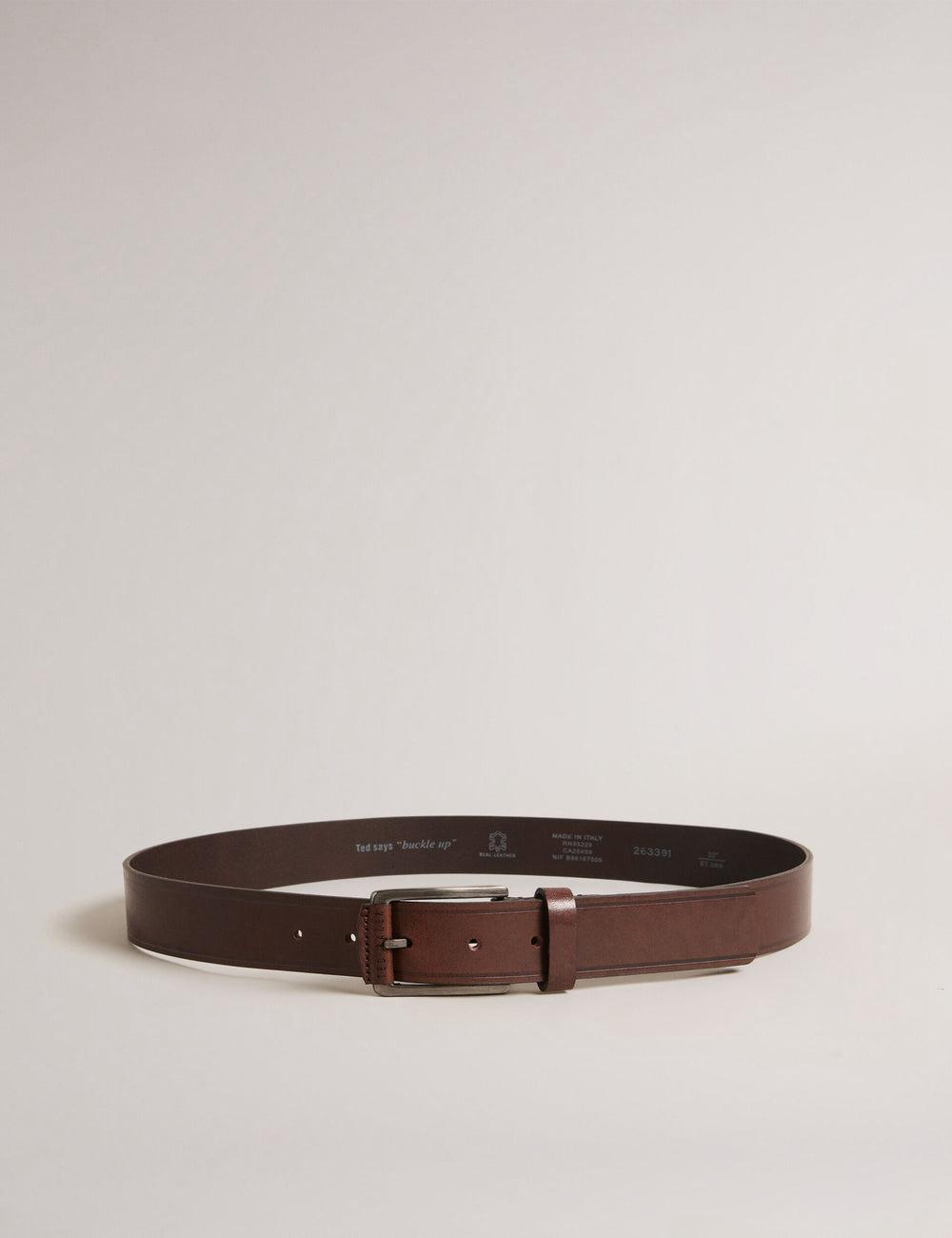 Men Ted Baker LINDED - Debossed Detail Smooth Leather Belts Brown | KTDP05714
