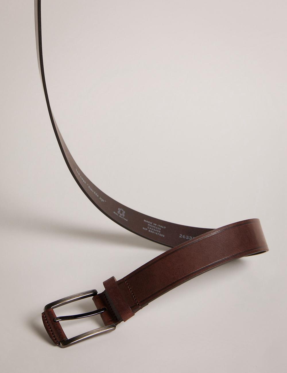 Men Ted Baker LINDED - Debossed Detail Smooth Leather Belts Brown | KTDP05714