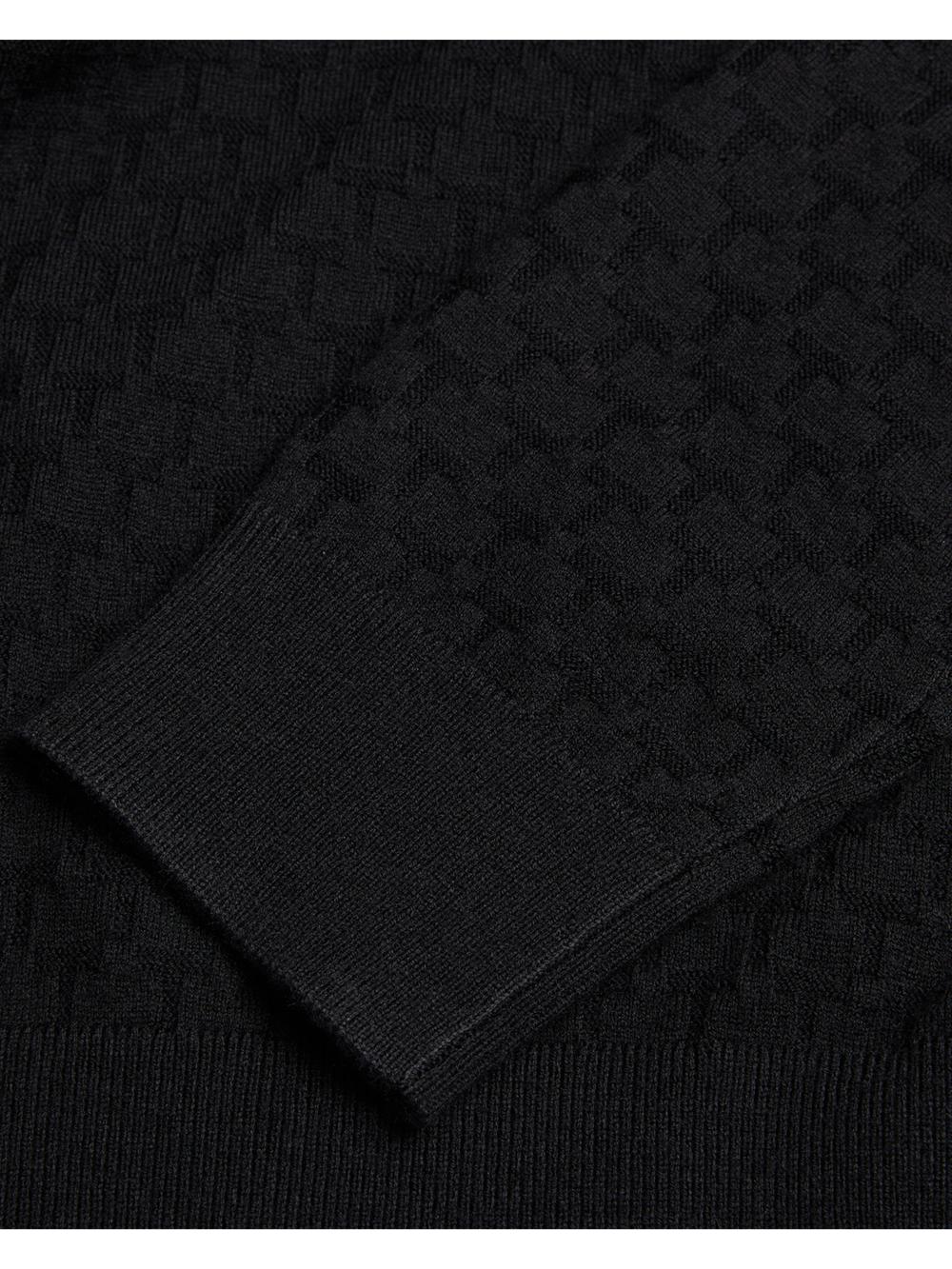 Men Ted Baker LOULAR - Textured T Knit Wool Blend Hoodies Black | ECJS83275