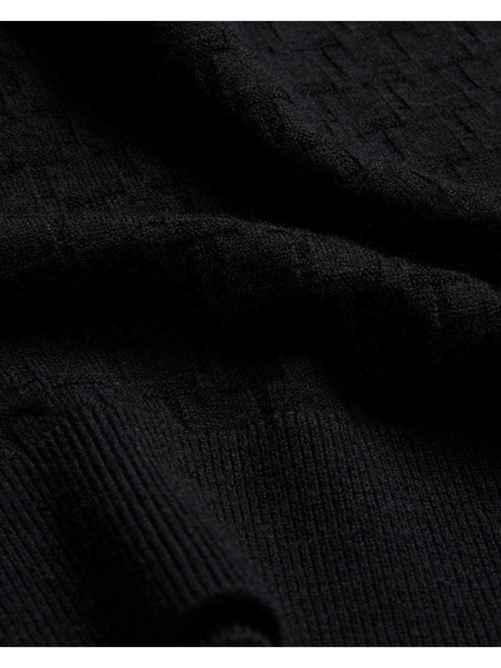 Men Ted Baker LOUNG - Textured T Knit Crew Neck Jumpers Black | DXCY42807