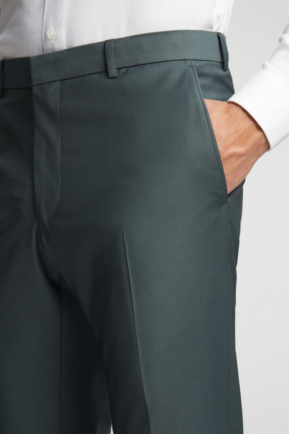 Men Ted Baker LUNANTS - Wool Blend Slim Suit Trousers Green | EMSI51426