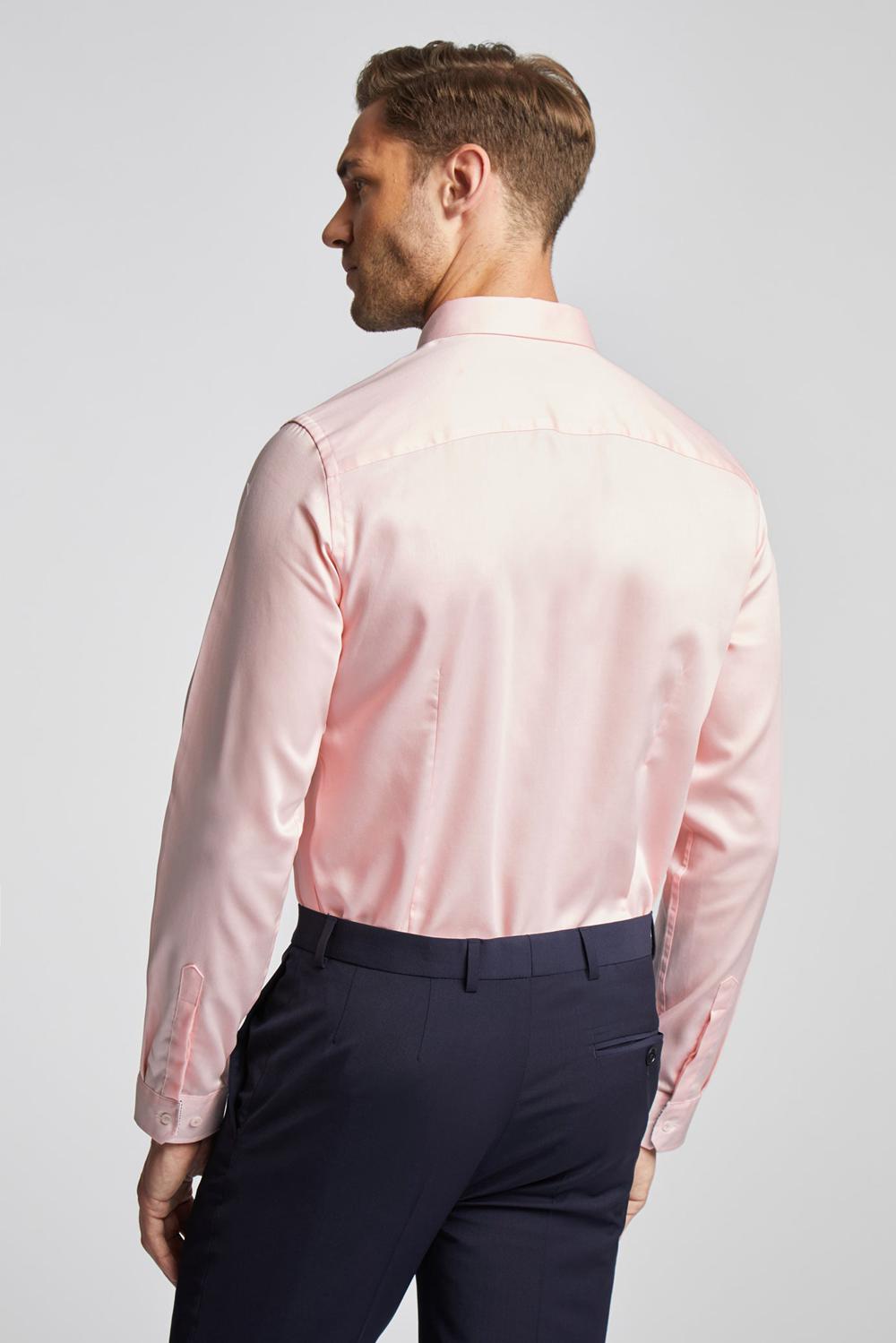 Men Ted Baker MAELOR - Slim Fit Sateen Cotton Formal Shirts Pink | SVRH17259