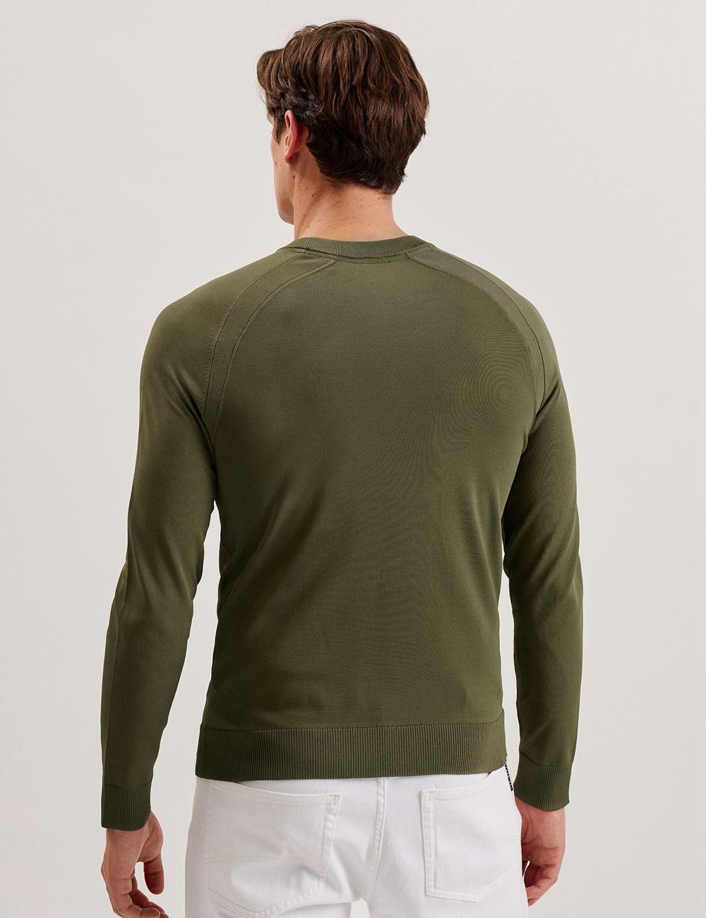 Men Ted Baker MAYWO - Saddle Shoulder Crew Neck Jumpers Khaki | KPUE04896