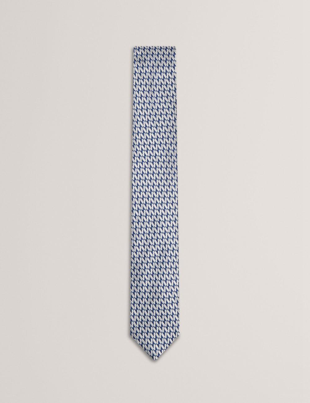 Men Ted Baker MILAK - Geometric Pattern Silk Ties Navy | OSLD25407