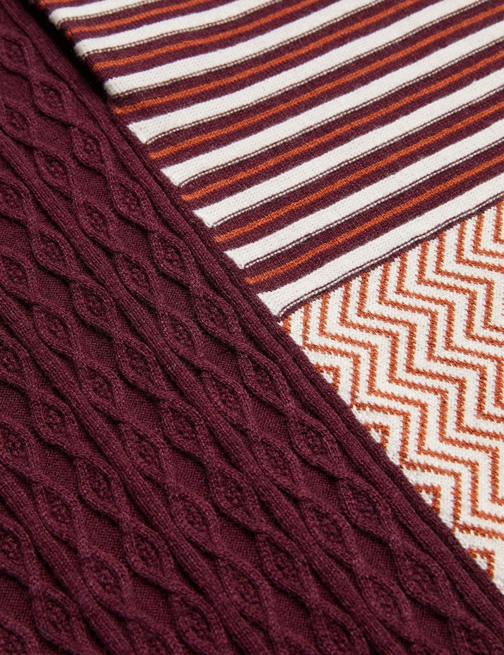 Men Ted Baker MINSTA - Textured Patchwork Knit Polos Shirts Maroon | XROW86124