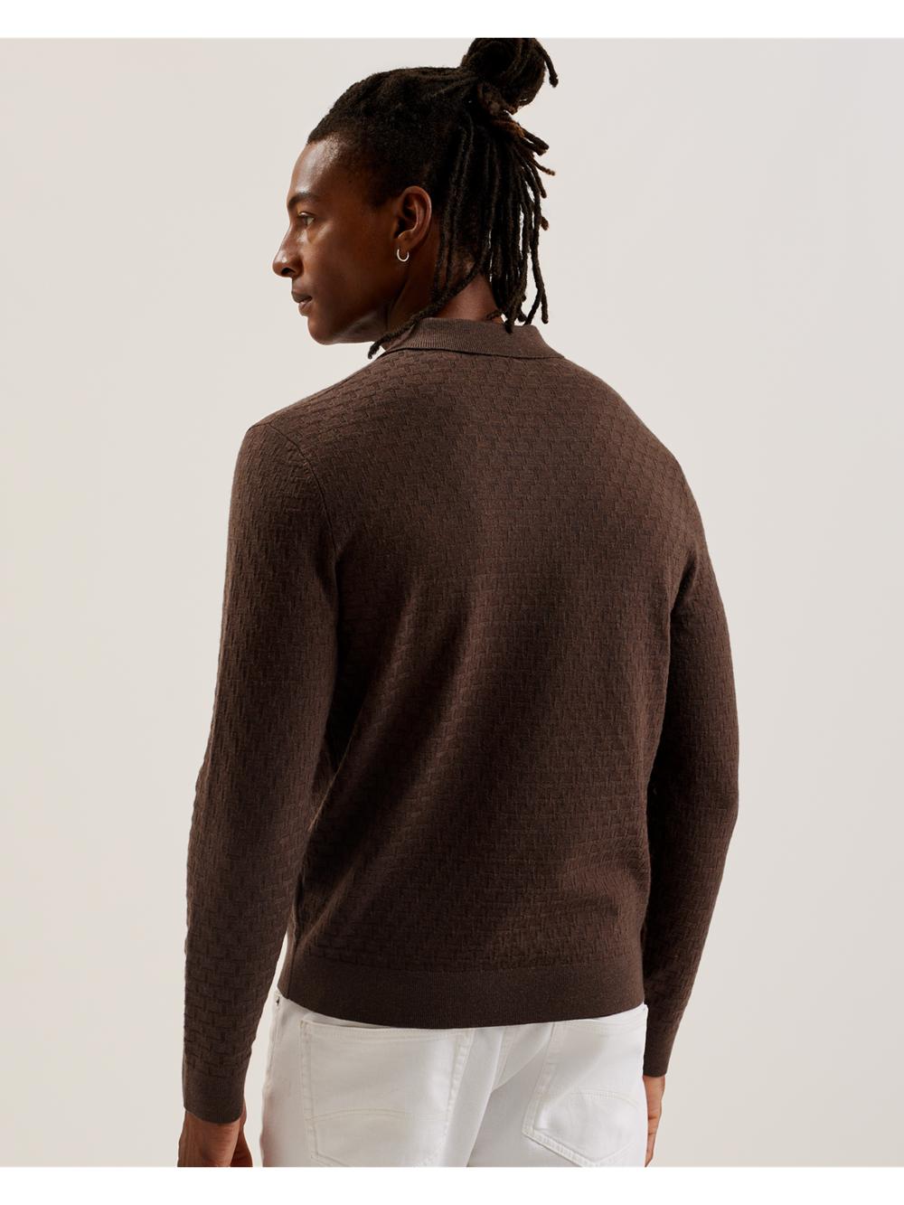 Men Ted Baker MORAR - Long Sleeve T Stitch Knitted Jumpers Dk-Brown | XBNK30675